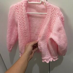 Charming Pink Knit Kids Cardigan
